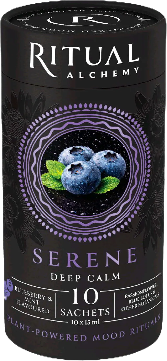 RITUAL SERENE cylinder, blueberry mint botanical sachets