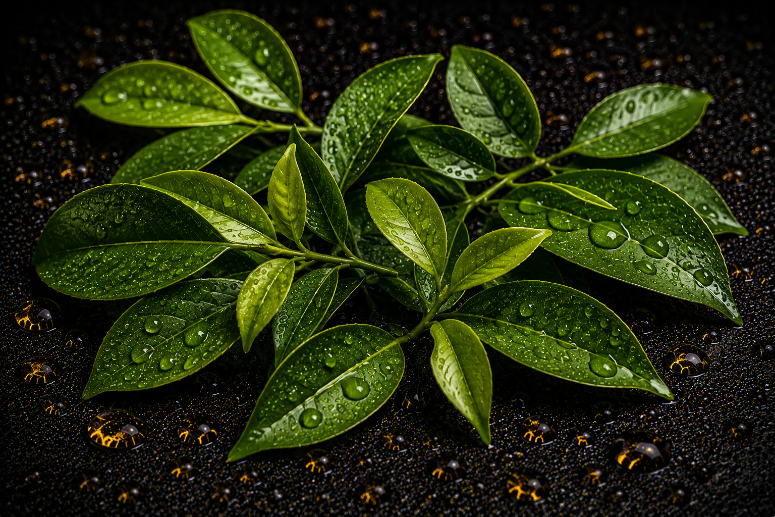Green tea leaves, Camellia sinensis, the source of L-Theanine