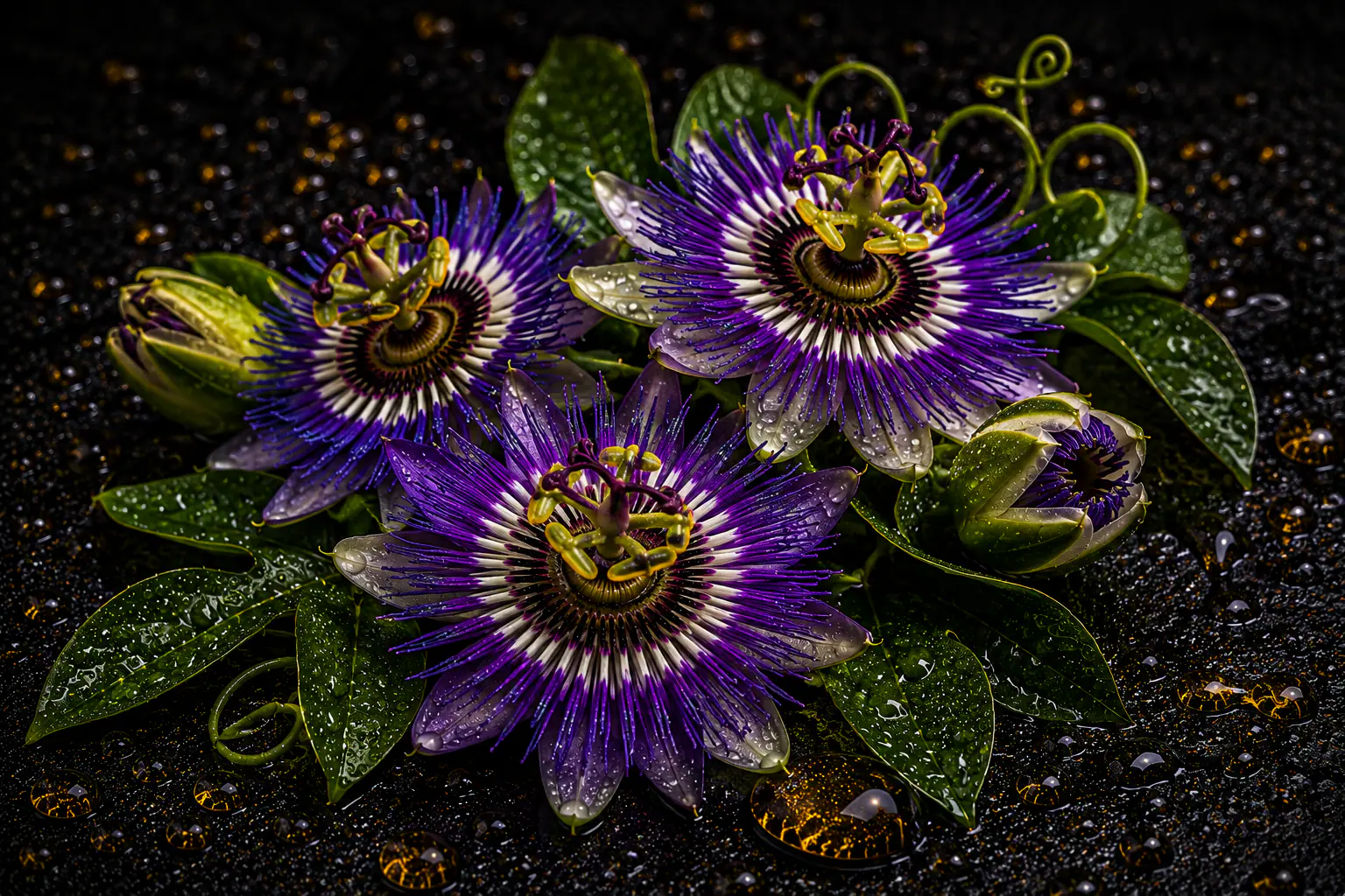 Passionflower bloom, Passiflora incarnata